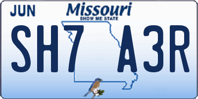 MO license plate SH7A3R