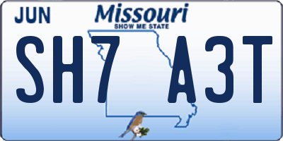 MO license plate SH7A3T
