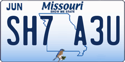 MO license plate SH7A3U