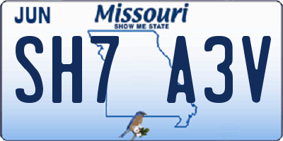 MO license plate SH7A3V