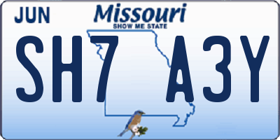 MO license plate SH7A3Y