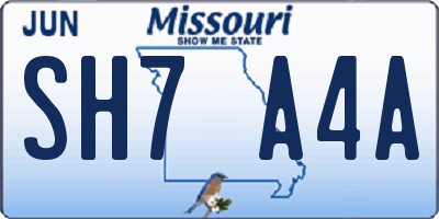 MO license plate SH7A4A
