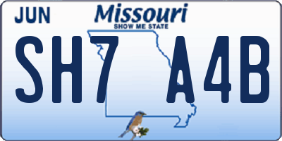 MO license plate SH7A4B