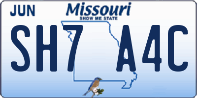 MO license plate SH7A4C