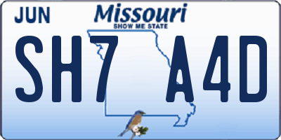 MO license plate SH7A4D