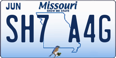 MO license plate SH7A4G