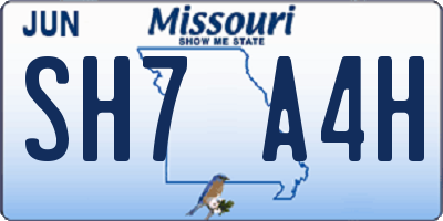 MO license plate SH7A4H