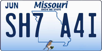 MO license plate SH7A4I