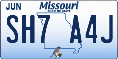 MO license plate SH7A4J