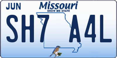 MO license plate SH7A4L