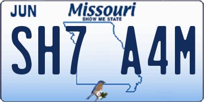 MO license plate SH7A4M
