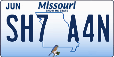 MO license plate SH7A4N