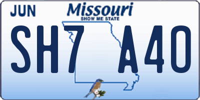 MO license plate SH7A4O