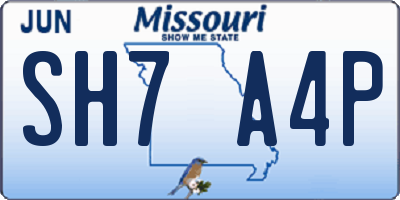 MO license plate SH7A4P