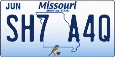 MO license plate SH7A4Q