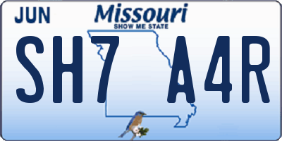 MO license plate SH7A4R