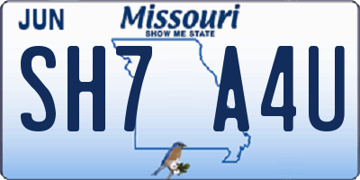 MO license plate SH7A4U