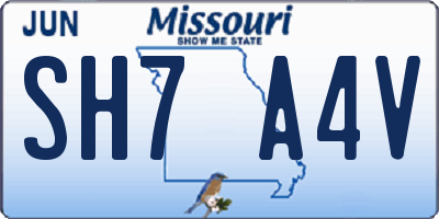 MO license plate SH7A4V