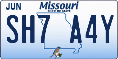 MO license plate SH7A4Y