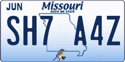 MO license plate SH7A4Z