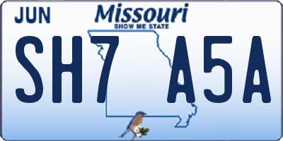 MO license plate SH7A5A