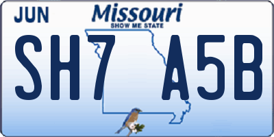 MO license plate SH7A5B