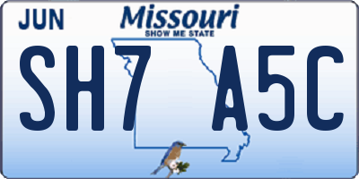 MO license plate SH7A5C