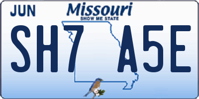 MO license plate SH7A5E