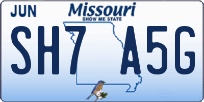 MO license plate SH7A5G