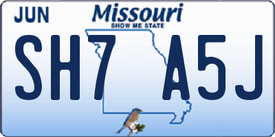 MO license plate SH7A5J