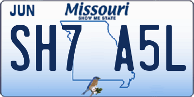 MO license plate SH7A5L