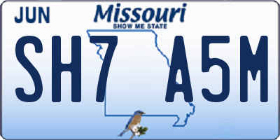 MO license plate SH7A5M