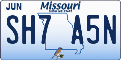 MO license plate SH7A5N