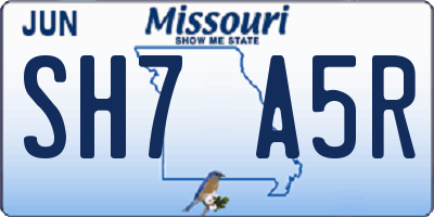 MO license plate SH7A5R