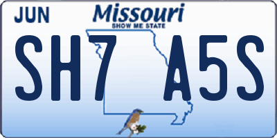 MO license plate SH7A5S