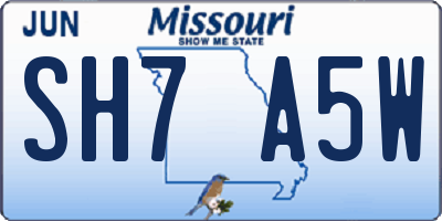 MO license plate SH7A5W