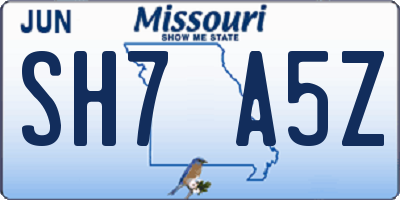 MO license plate SH7A5Z