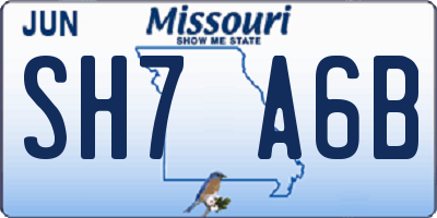 MO license plate SH7A6B