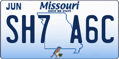 MO license plate SH7A6C
