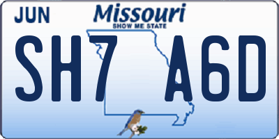MO license plate SH7A6D