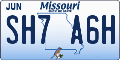 MO license plate SH7A6H