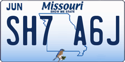 MO license plate SH7A6J