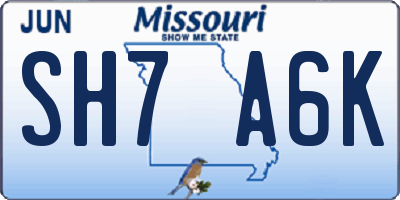 MO license plate SH7A6K