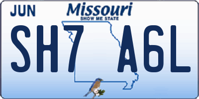 MO license plate SH7A6L