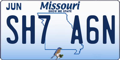 MO license plate SH7A6N