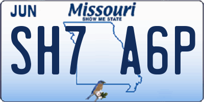 MO license plate SH7A6P