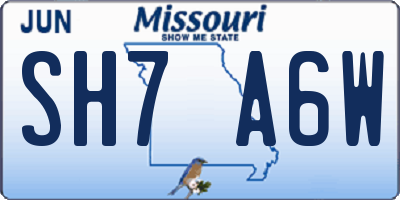 MO license plate SH7A6W