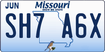 MO license plate SH7A6X