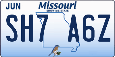 MO license plate SH7A6Z