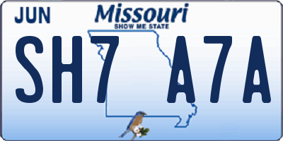 MO license plate SH7A7A